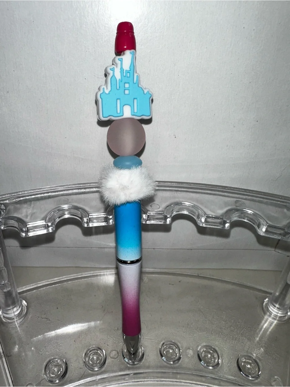 Blue Princess Castle-Themed Custom Pen